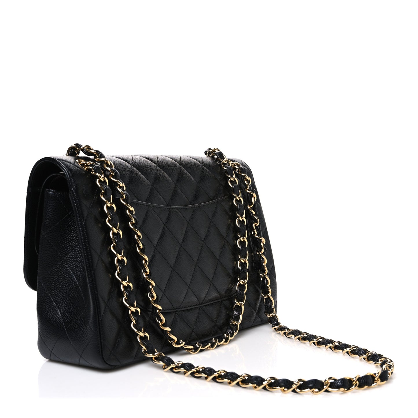 Caviar Quilted Jumbo Double Flap Black