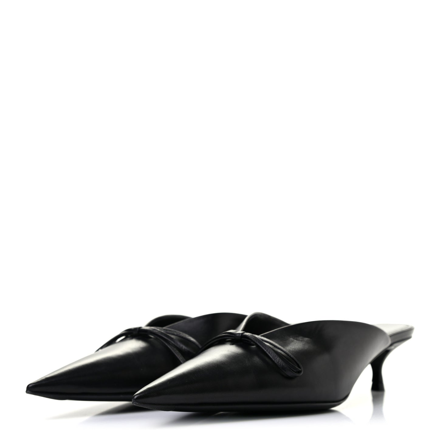Goatskin Pointed Toe Knife Mules 38 Black
