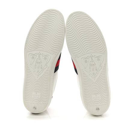 Gucci Calfskin Miro Soft Web Embroidered Mens Ace Sneakers 11.5 White Green 5 of 9