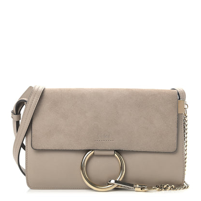 Chloe Suede Calfskin Small Faye Shoulder Bag Motty Grey 1 of 11