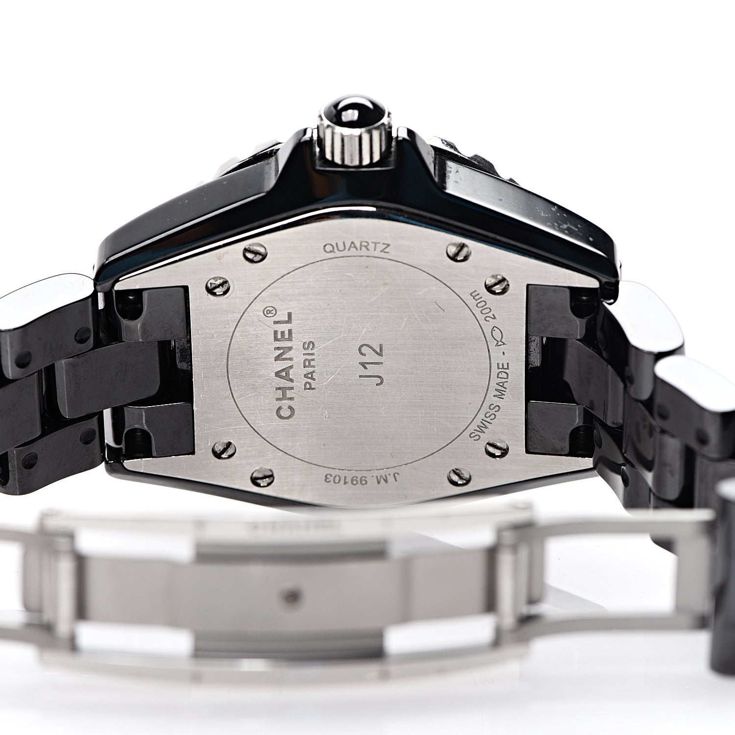 Chanel Stainless Steel Ceramic Diamond 33mm J12 Quartz Watch Black 6 of 8