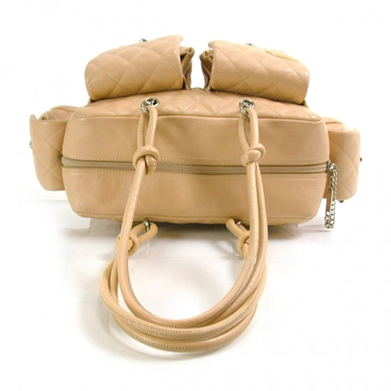 Calfskin Quilted Small Cambon Multipocket Reporter Beige