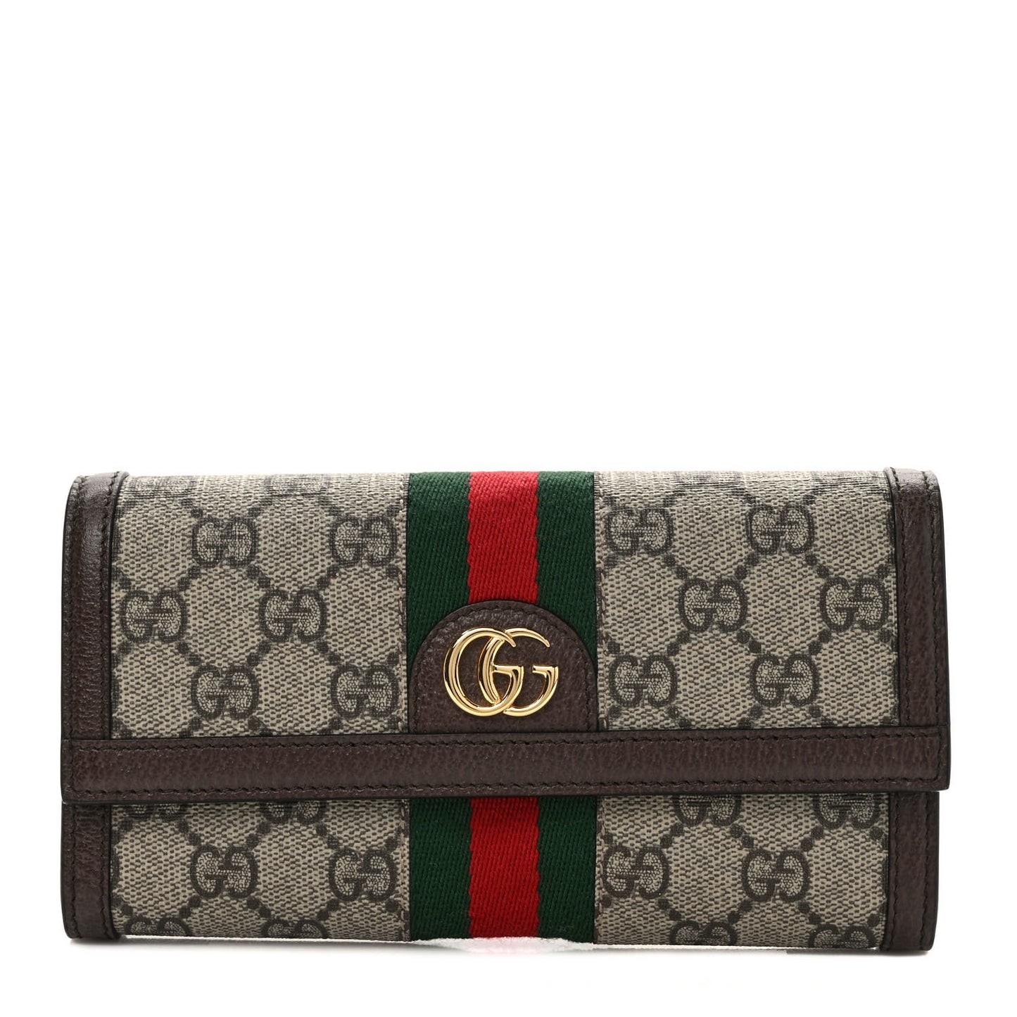 GG Supreme Monogram Web Ophidia Continental Wallet Brown