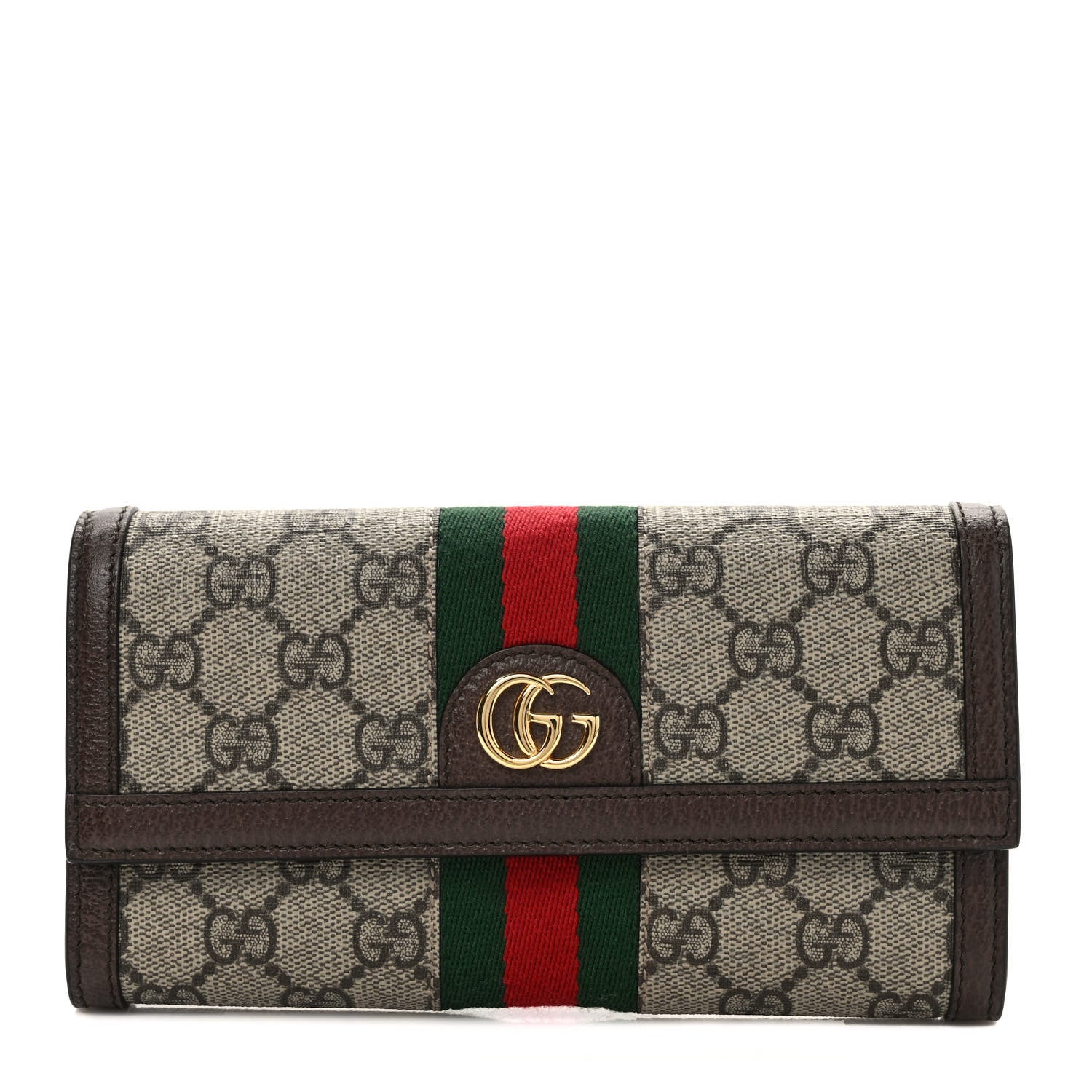 Gucci GG Supreme Monogram Web Ophidia Continental Wallet Brown 1 of 6
