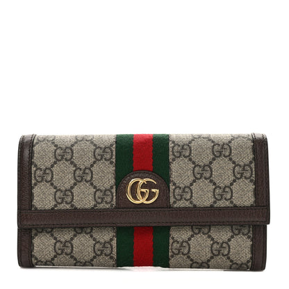Gucci GG Supreme Monogram Web Ophidia Continental Wallet Brown 1 of 6