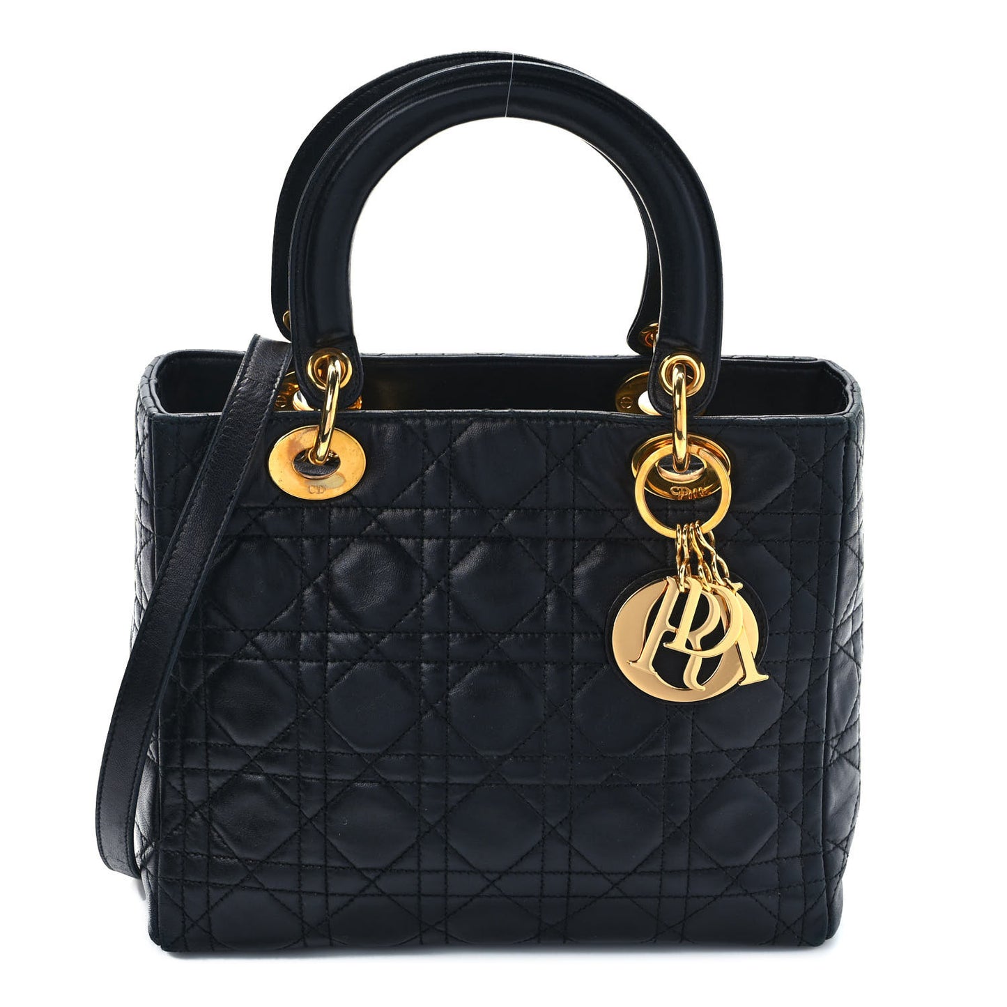 Lambskin Cannage Medium Lady Dior Black