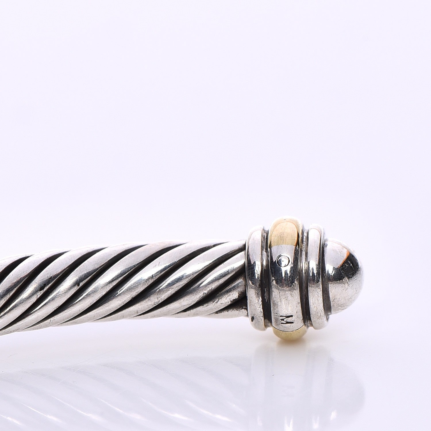 David Yurman Sterling Silver 18K Yellow Gold 4mm Cable Classics Bracelet 5 of 5