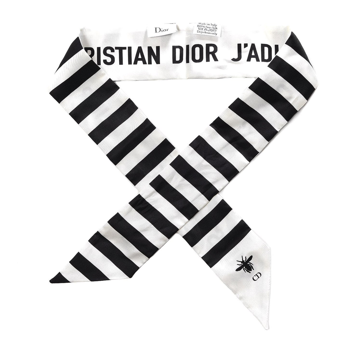 Silk Striped Mitzah Scarf White Black