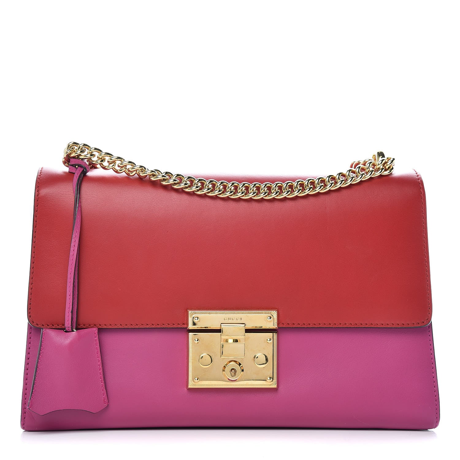 Gucci Moon Calfskin Bi-Color Medium Padlock Shoulder Bag New Rosette Hibiscus Red 1 of 12
