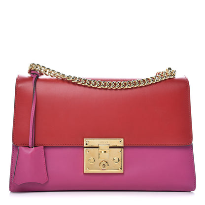 Gucci Moon Calfskin Bi-Color Medium Padlock Shoulder Bag New Rosette Hibiscus Red 1 of 12