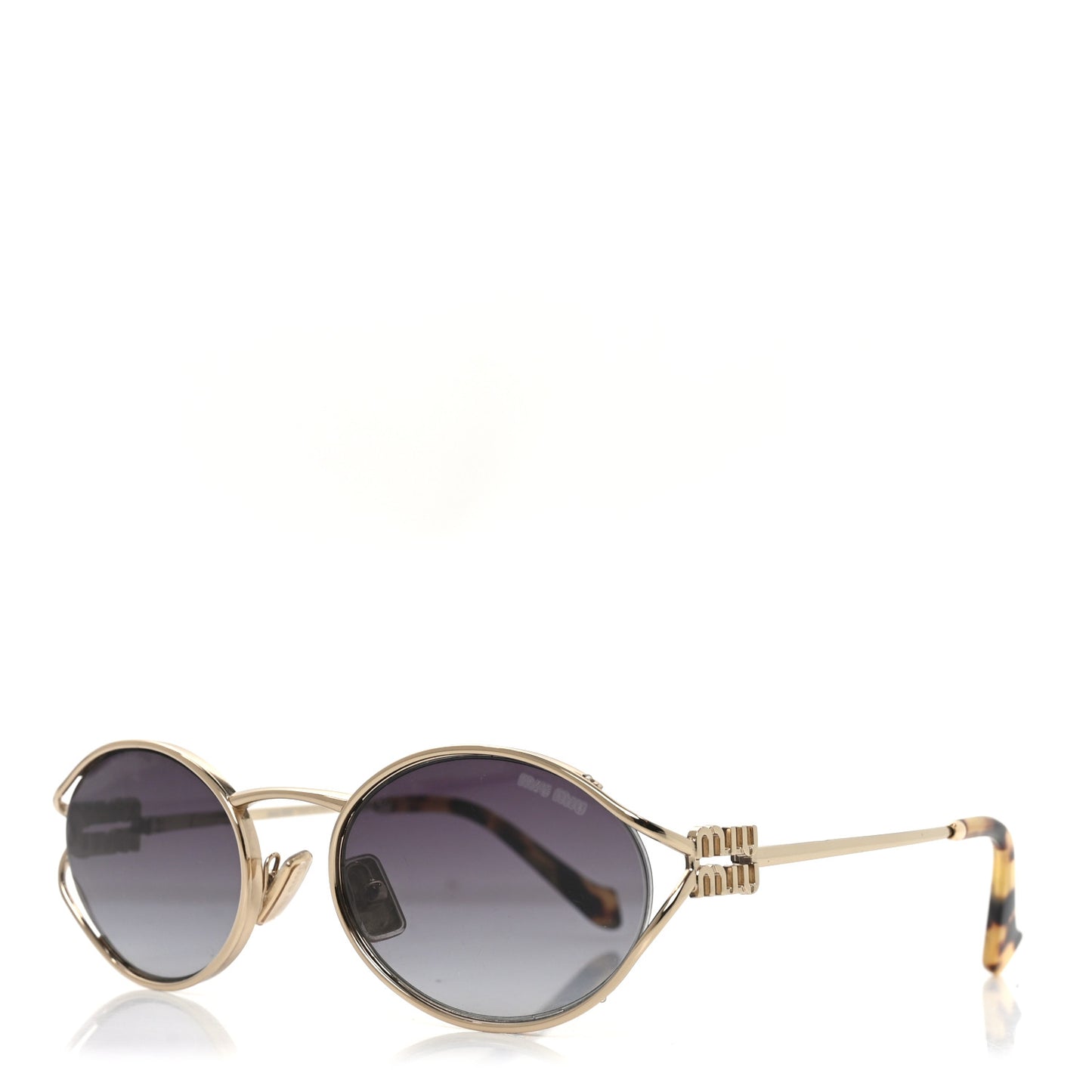 Metal Oval Sunglasses SMU52Y Black Silver