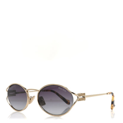 Miu Miu Metal Oval Sunglasses SMU52Y Black Silver 1 of 7