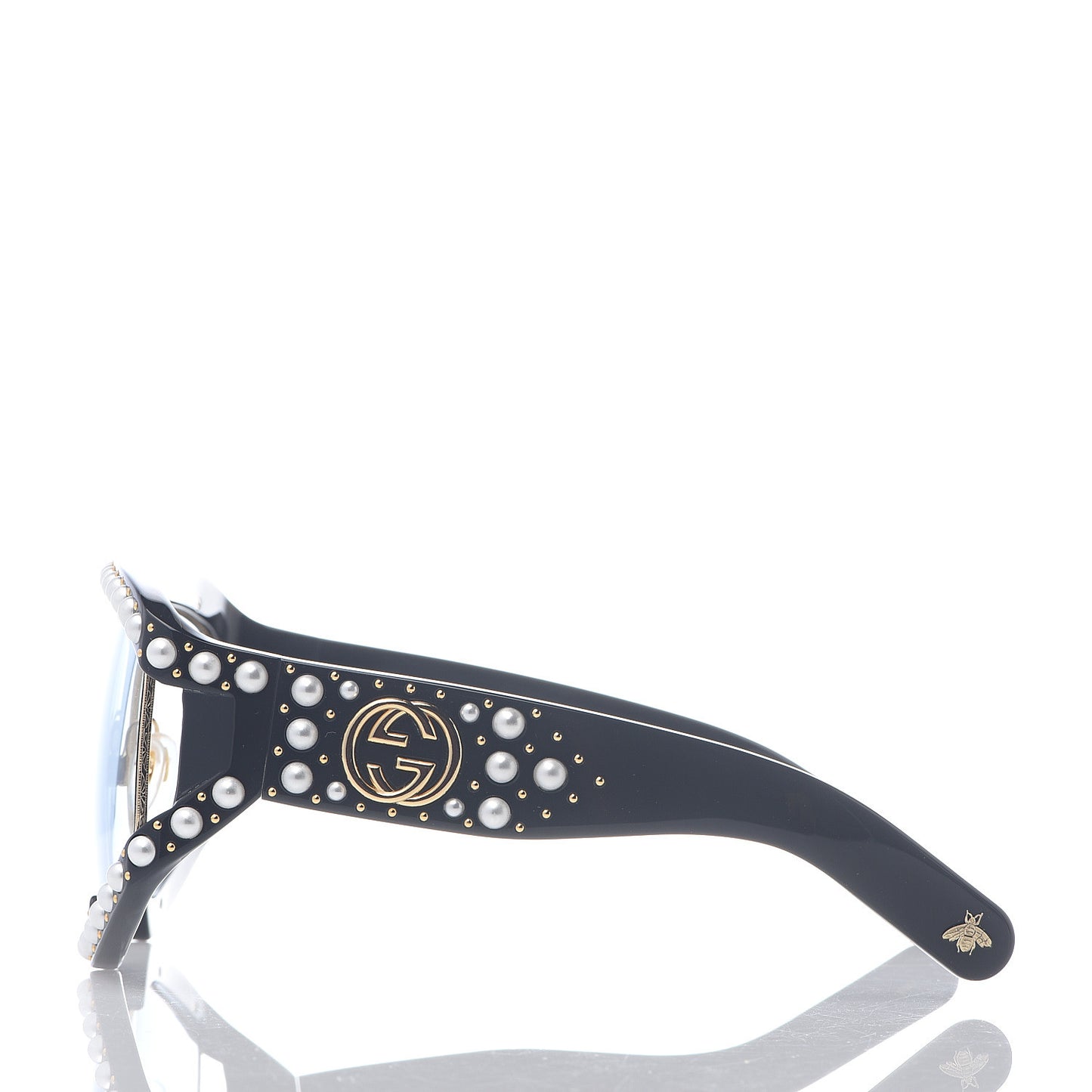 Acetate Pearl Rectangular Frame Sunglasses GG0234S Black