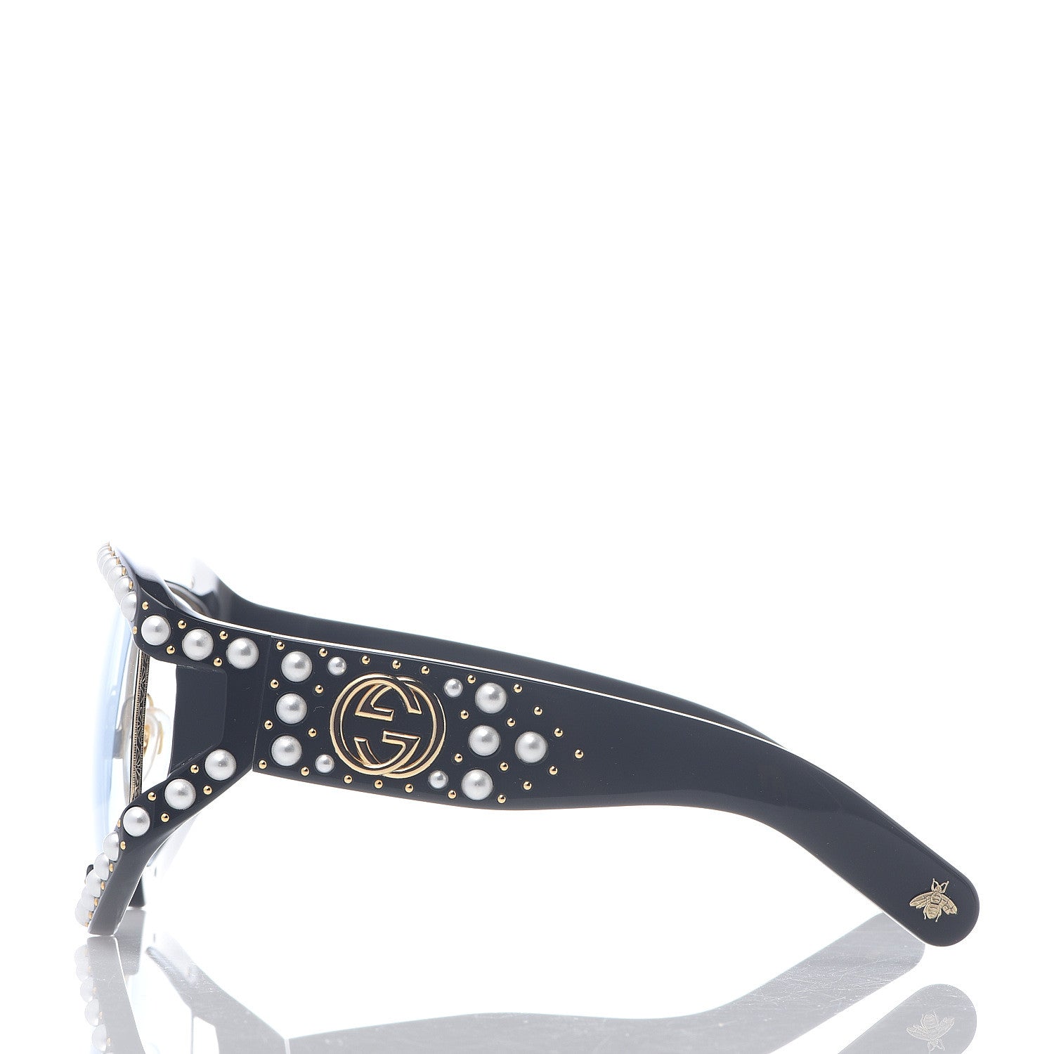 Gucci Acetate Pearl Rectangular Frame Sunglasses GG0234S Black 3 of 6