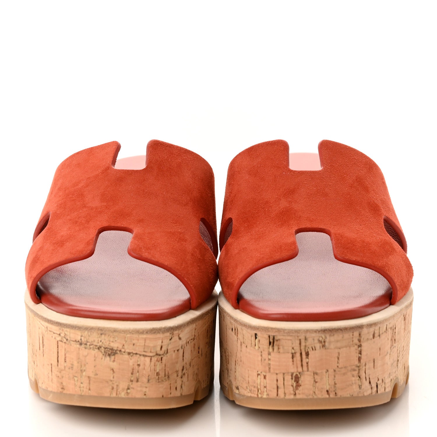 Hermes Suede Goatskin Cork Eze 30 Sandals 39 Orange Brulee 2 of 9