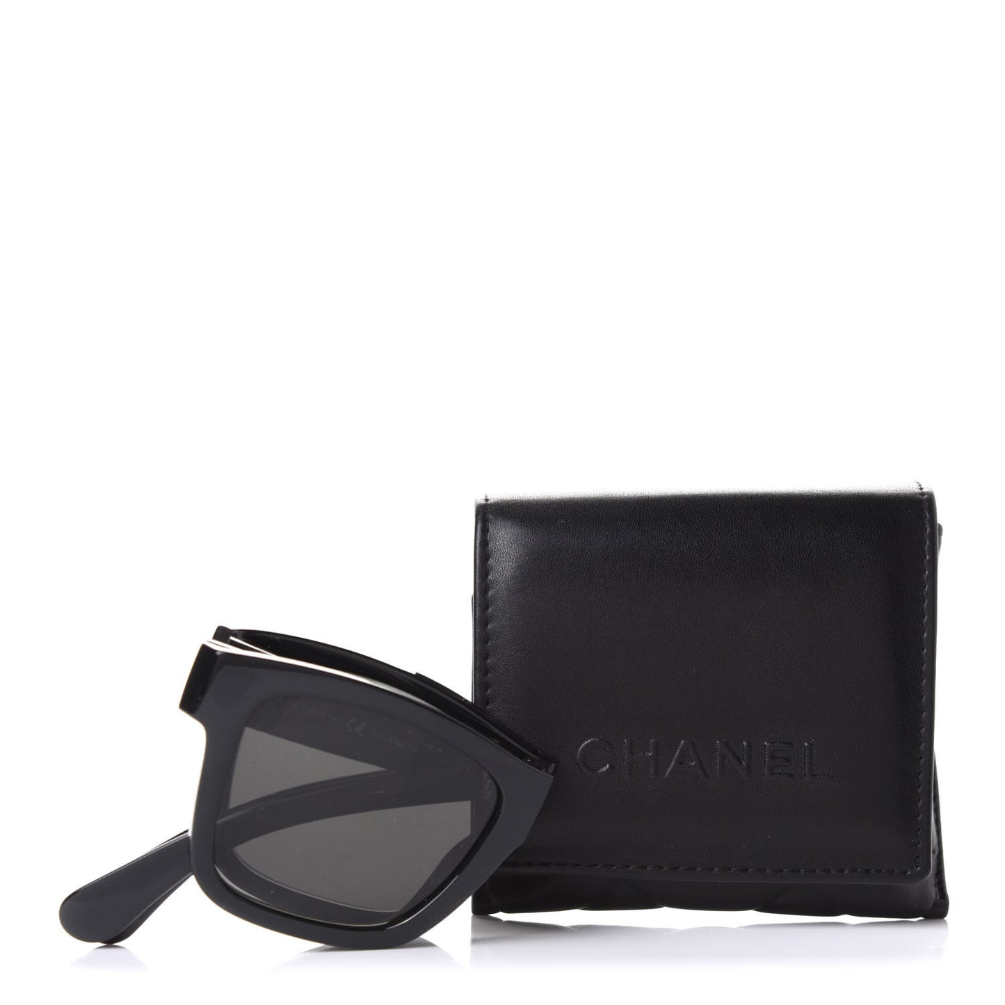 Acetate Metal Polarized Square Folding Sunglasses 6053 Black Black