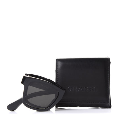 Chanel Acetate Metal Polarized Square Folding Sunglasses 6053 Black Black 8 of 9