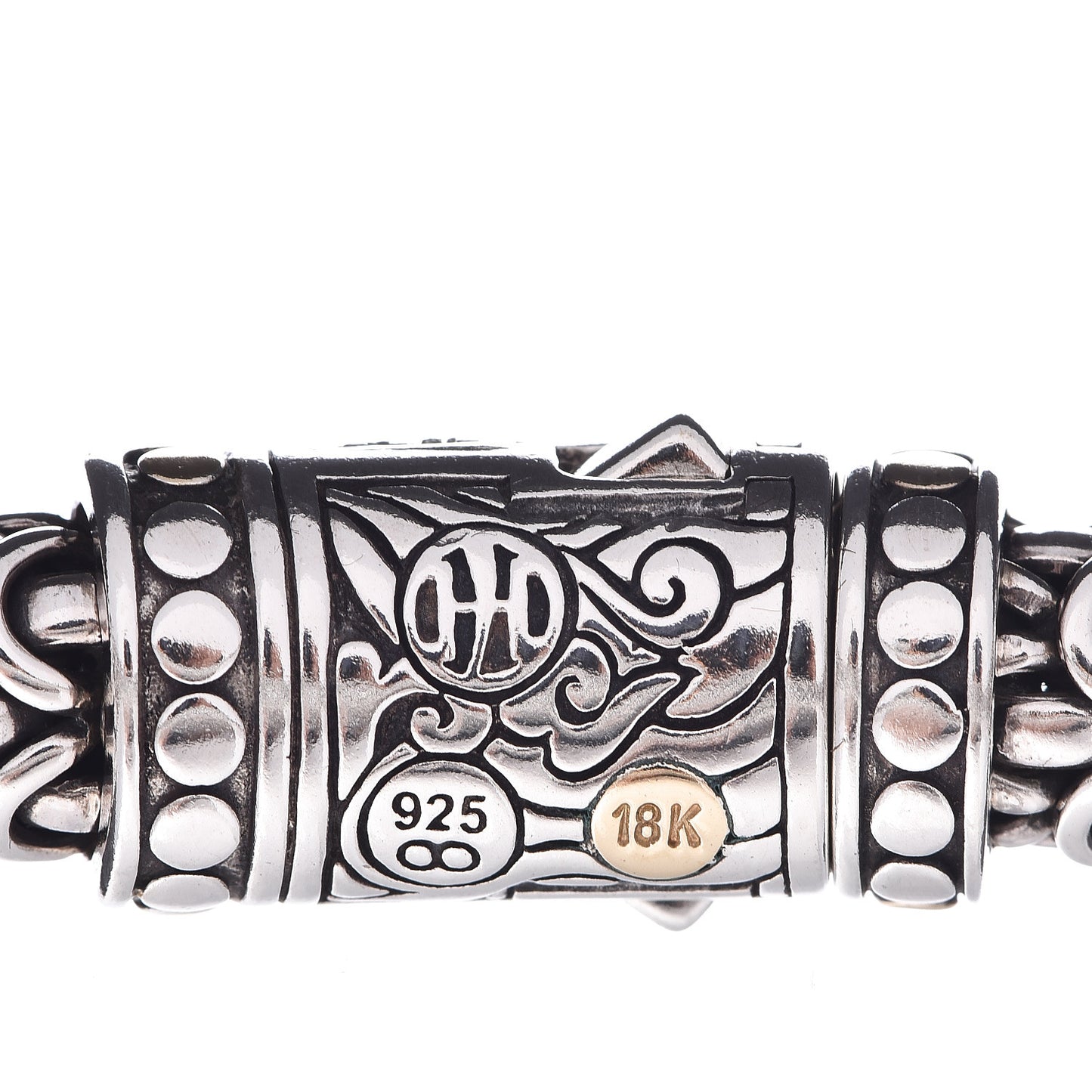 Sterling Silver 18K Yellow Gold Diamond 8mm Naga Bracelet