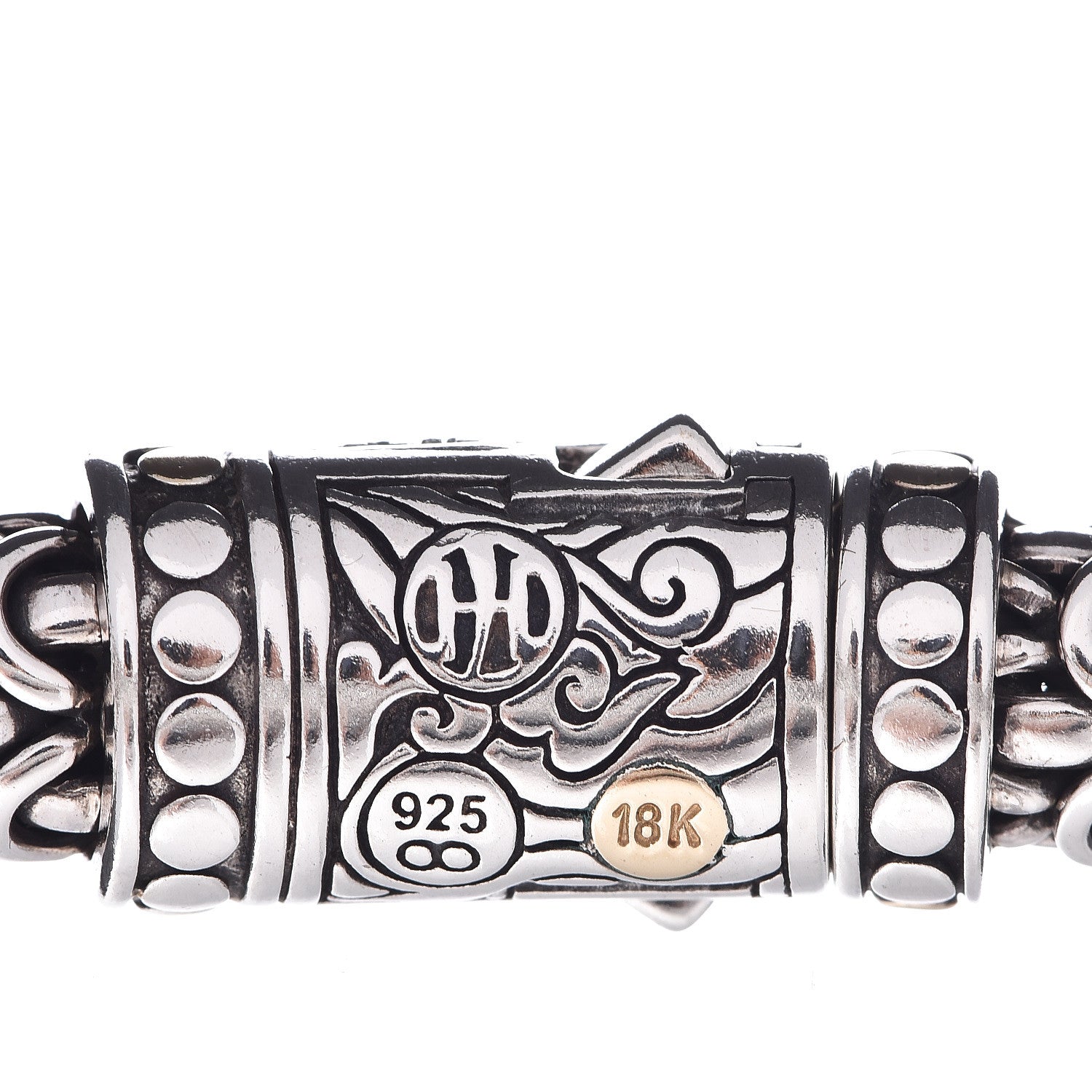 John Hardy Sterling Silver 18K Yellow Gold Diamond 8mm Naga Bracelet 4 of 4
