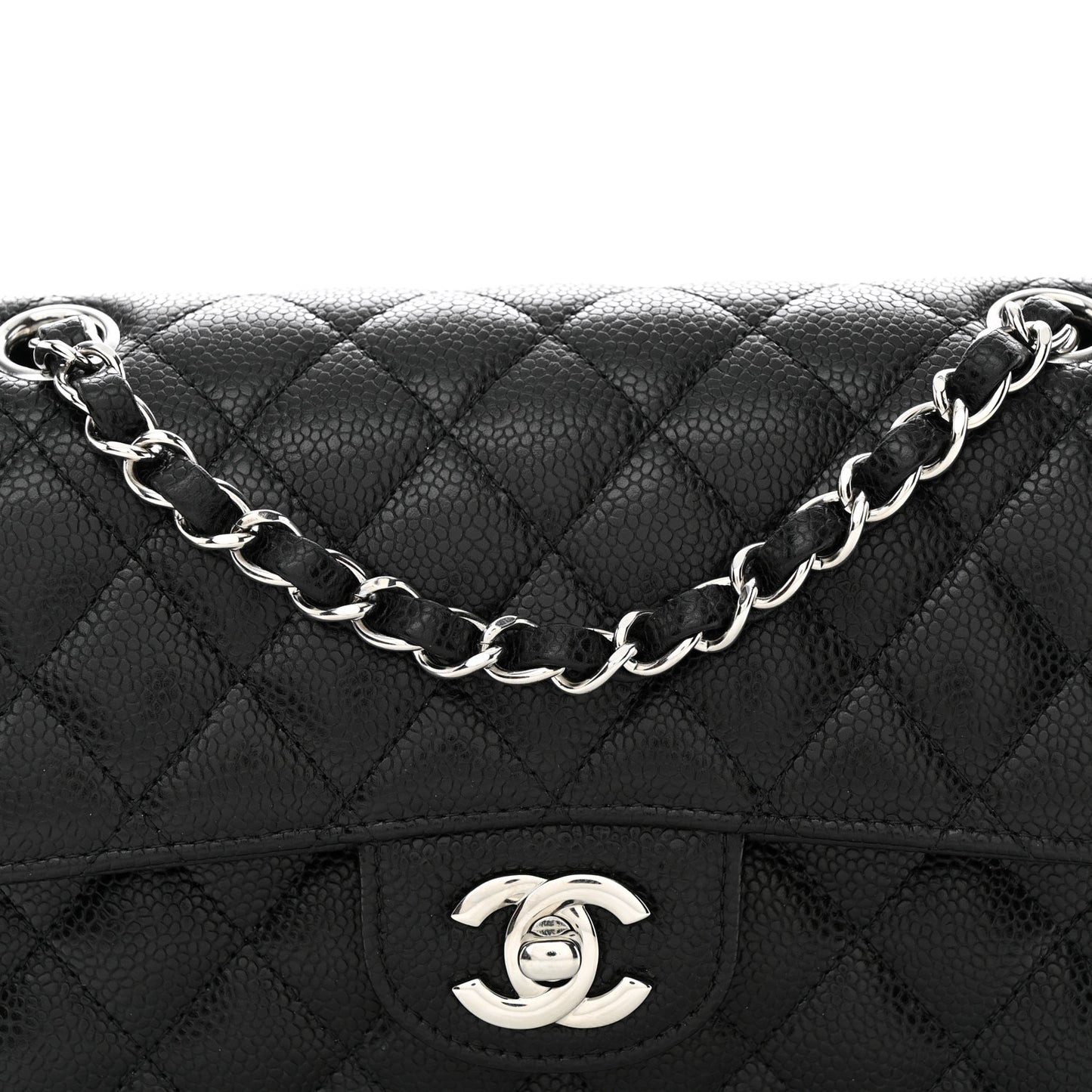 Caviar Quilted Small Double Flap Black