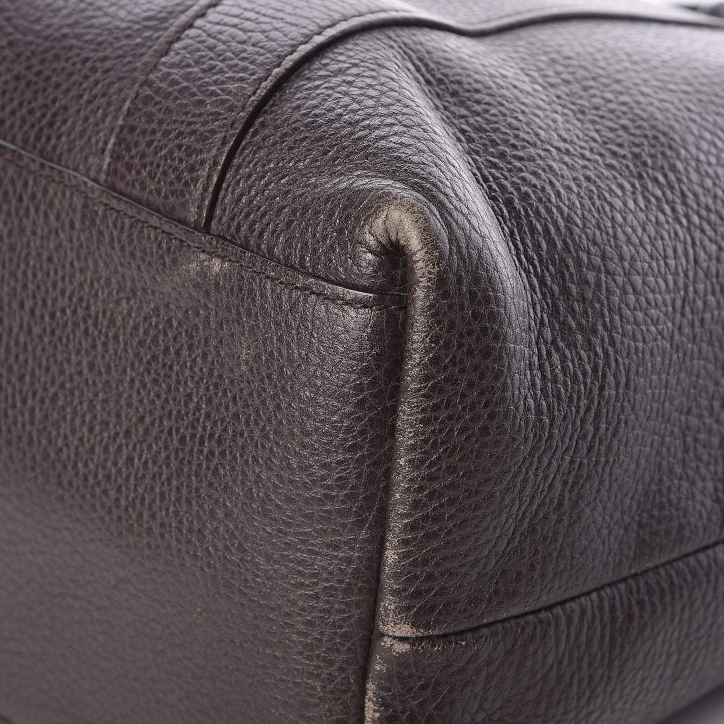 Calfskin Bamboo Top Handle Tote Dark Brown
