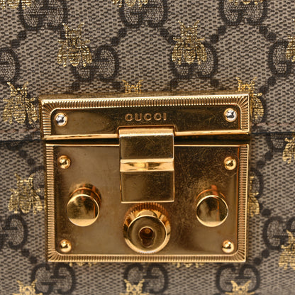 Gucci GG Supreme Monogram Bees Small Padlock Shoulder Bag Black 12 of 14