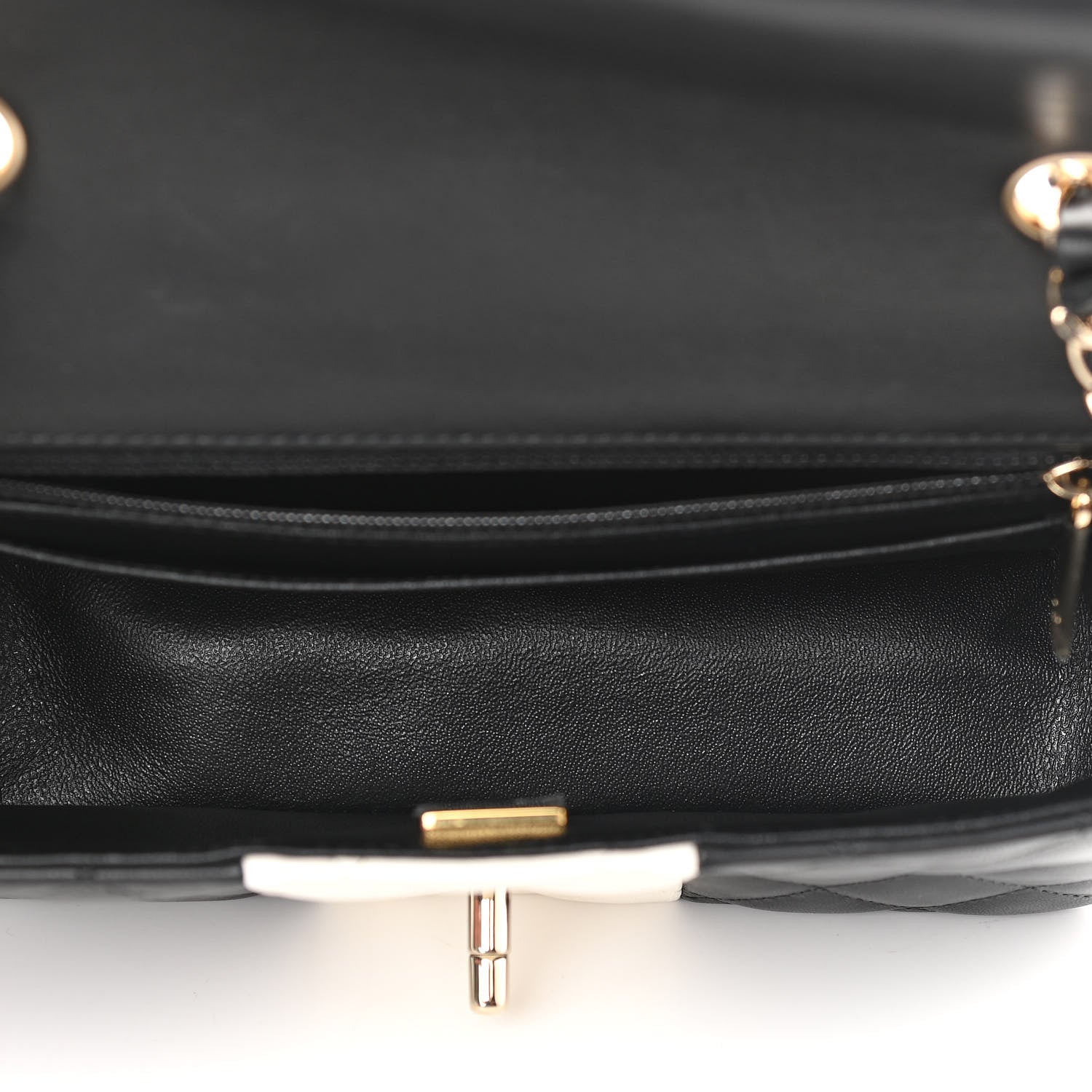 Chanel Lambskin Quilted Mini Rectangular Flap Black White 5 of 13