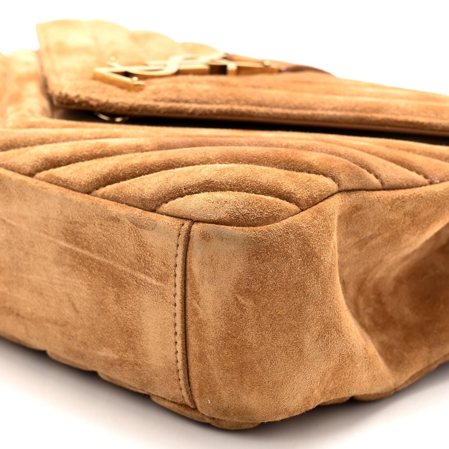 Saint Laurent Suede Matelasse Chevron Monogram Medium College Bag Cinnamon 10 of 10