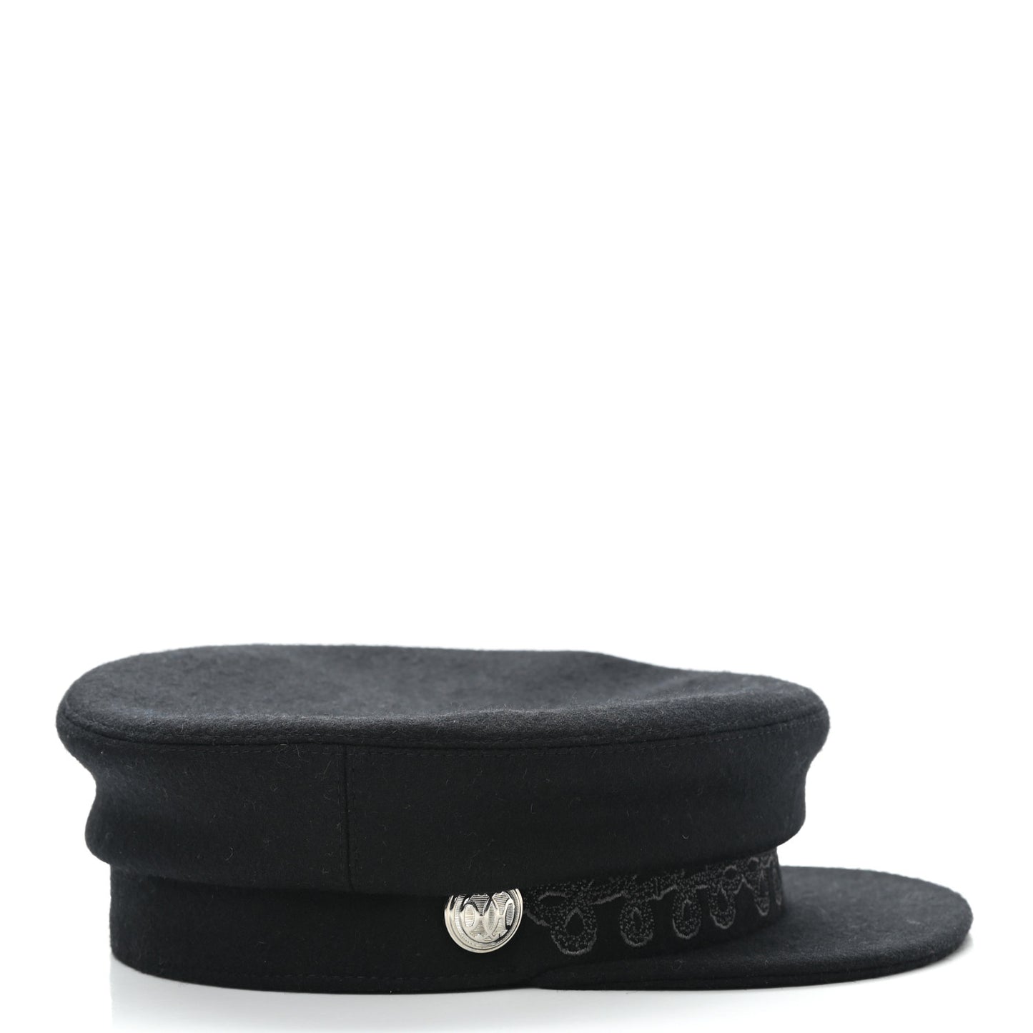 Wool Flannel Embroidered Womens Cabourg En Finesse Cap 57 Black