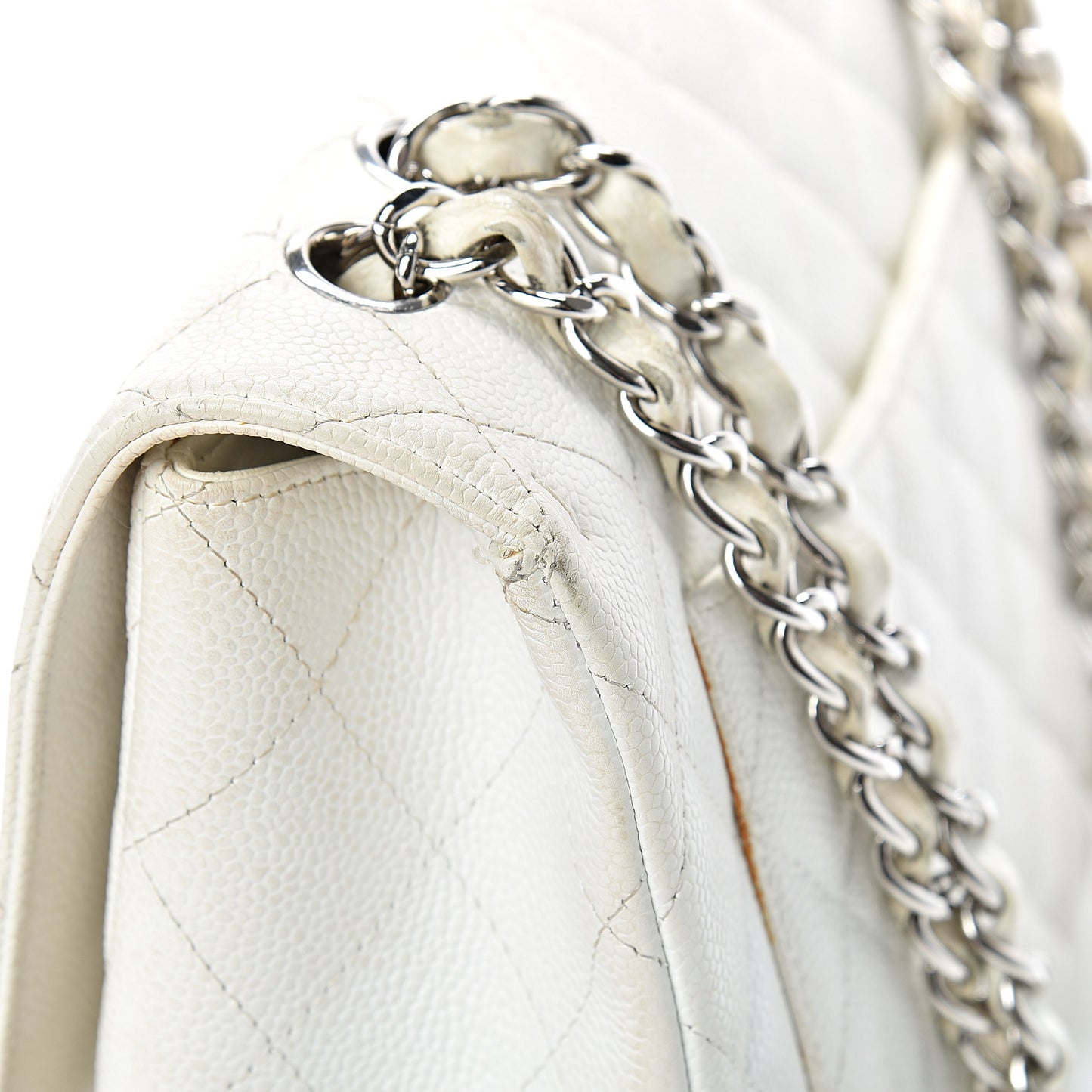 Caviar Quilted Jumbo Single Flap White