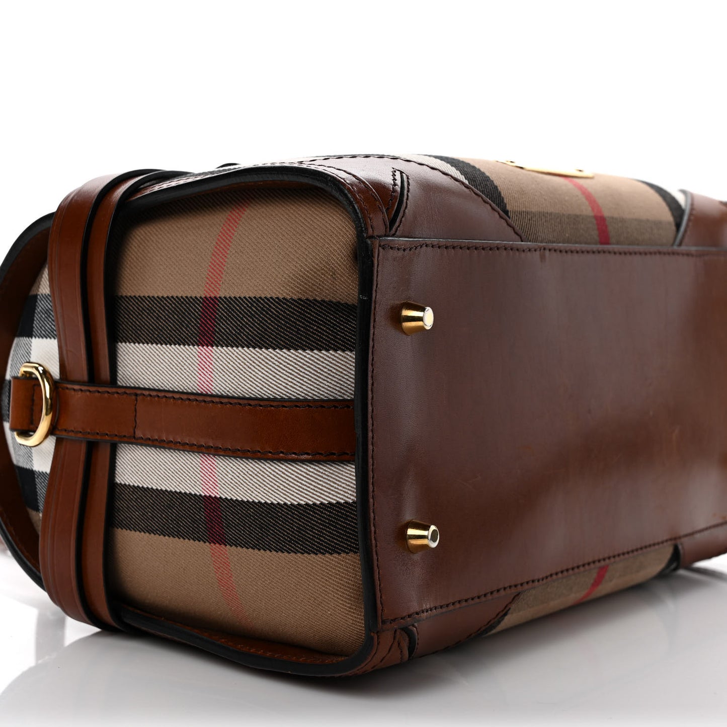 House Check Bridle Calfskin Medium Alchester Bowling Bag Dark Tan