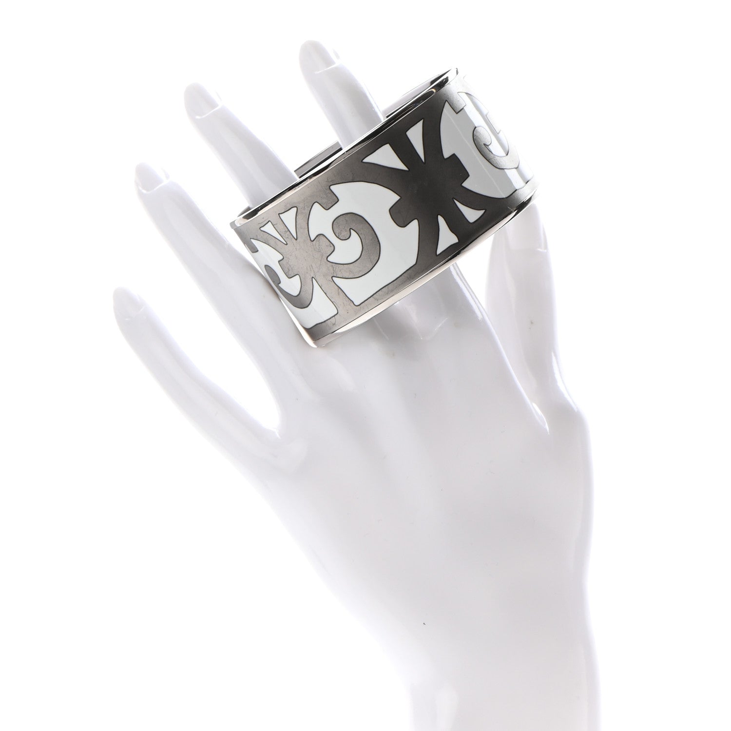 Hermes Enamel Printed Extra Wide Balcons du Guadalquivir Bracelet 70 Silver 2 of 7