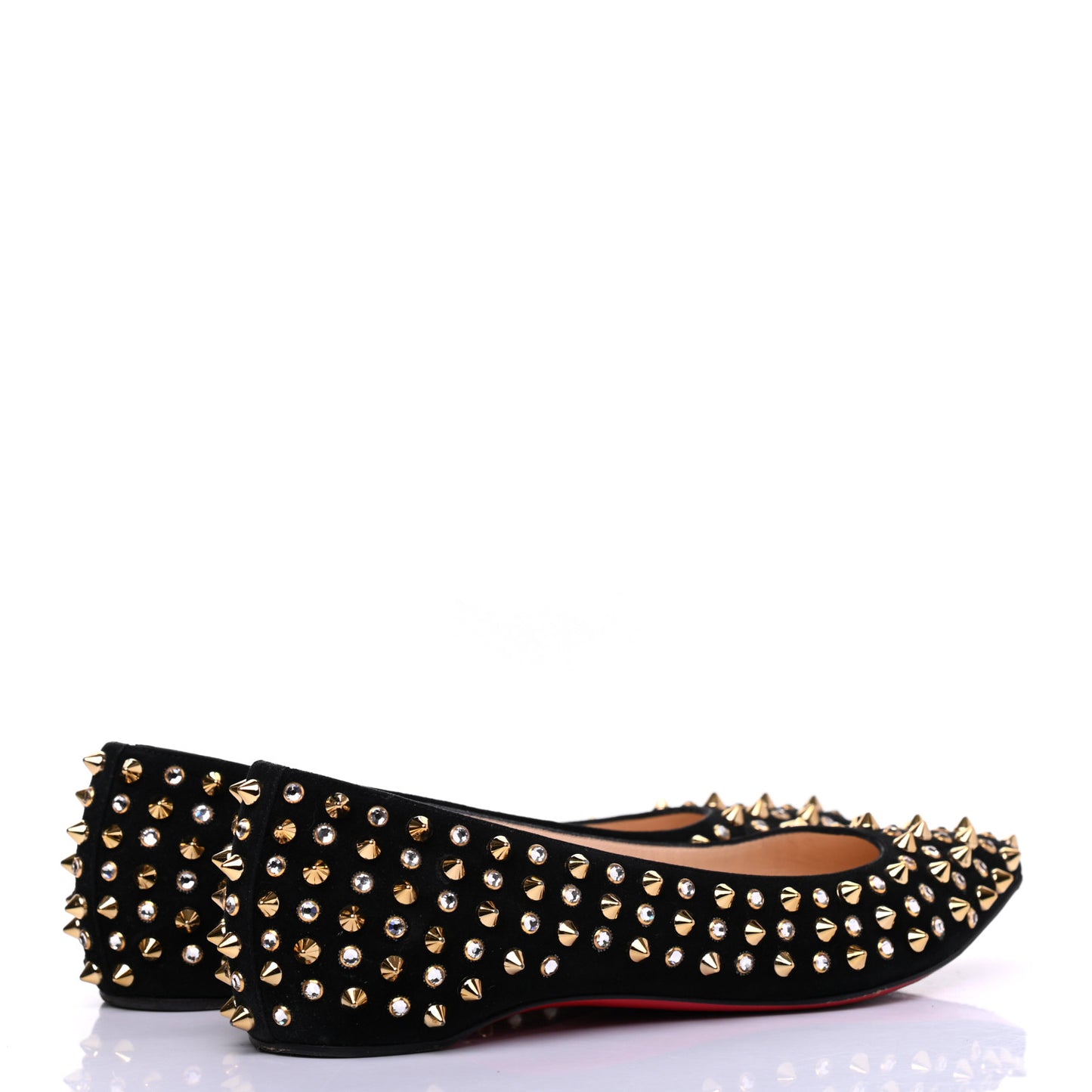 Veau Velours Studded Flats 35 Black