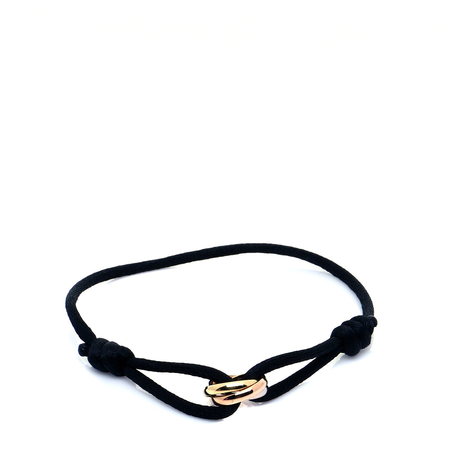 Cartier 18K Pink Yellow White Gold Trinity Adjustable Cord Bracelet Black 1 of 7