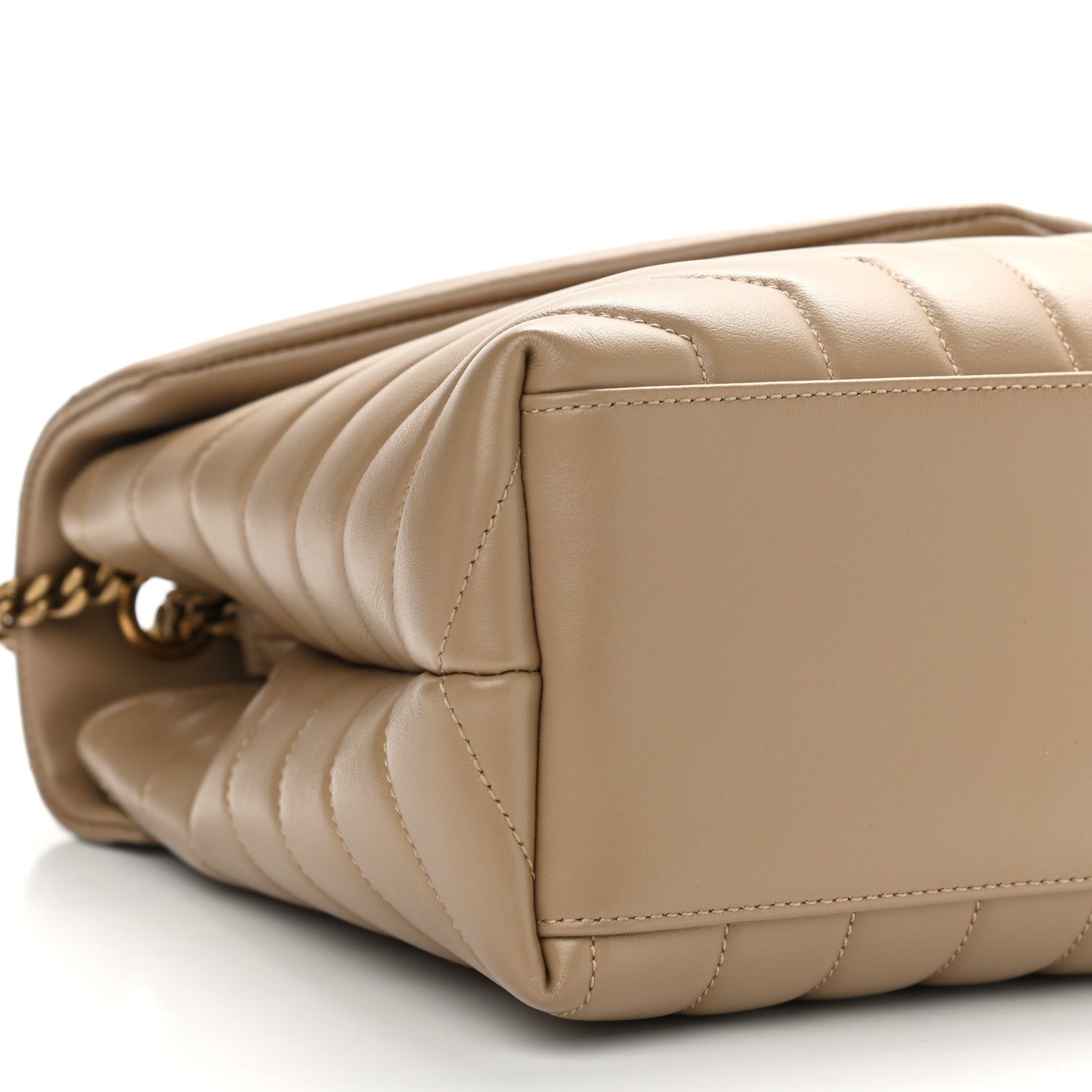 Saint Laurent Calfskin Y Quilted Monogram Medium Loulou Chain Satchel Dark Beige 10 of 11