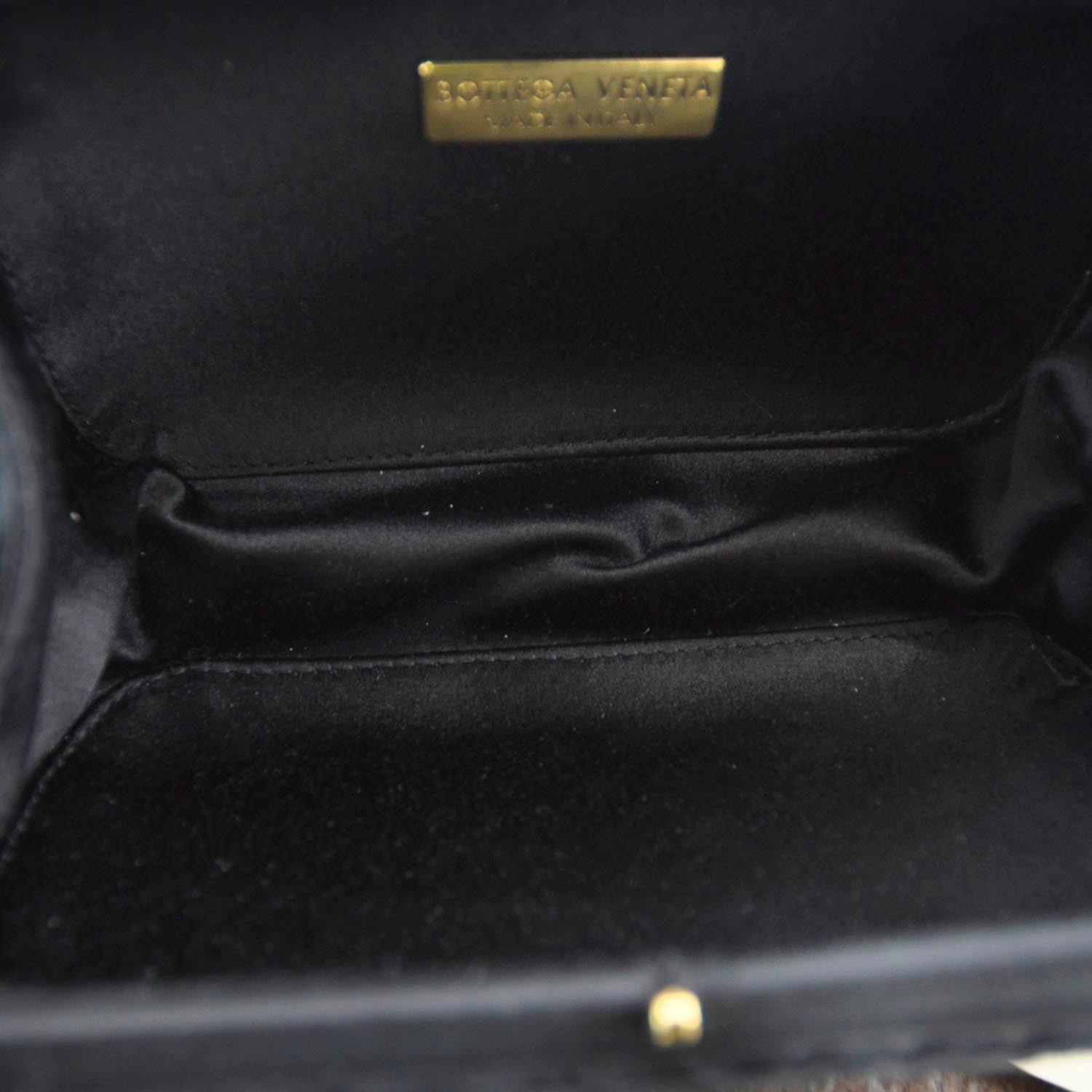Bottega Veneta Satin Woven Evening Clutch Bag Black 9 of 9