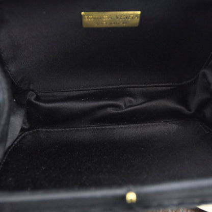 Bottega Veneta Satin Woven Evening Clutch Bag Black 9 of 9