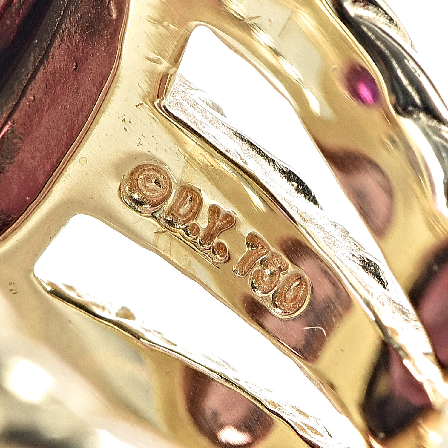 David Yurman 18K Yellow Gold Tourmaline Ruby Garnet Diamond Mosaic Ring 53 6.25 5 of 6