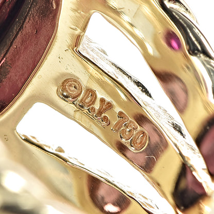 David Yurman 18K Yellow Gold Tourmaline Ruby Garnet Diamond Mosaic Ring 53 6.25 5 of 6