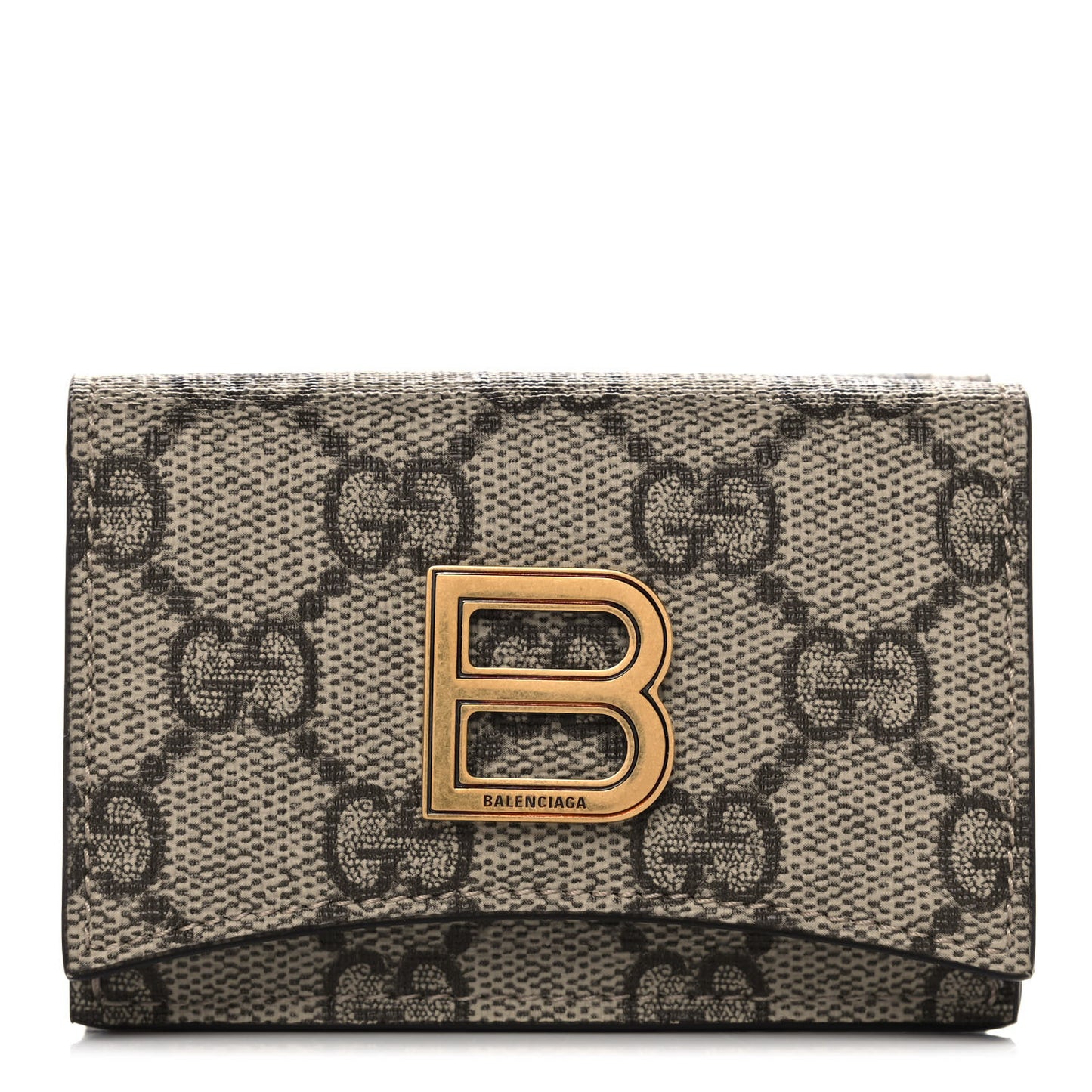 X BALENCIAGA GG Supreme Monogram Card Case Wallet Beige Ebony