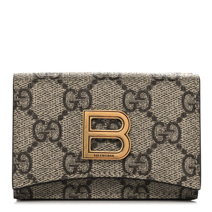 Gucci X BALENCIAGA GG Supreme Monogram Card Case Wallet Beige Ebony 1 of 11