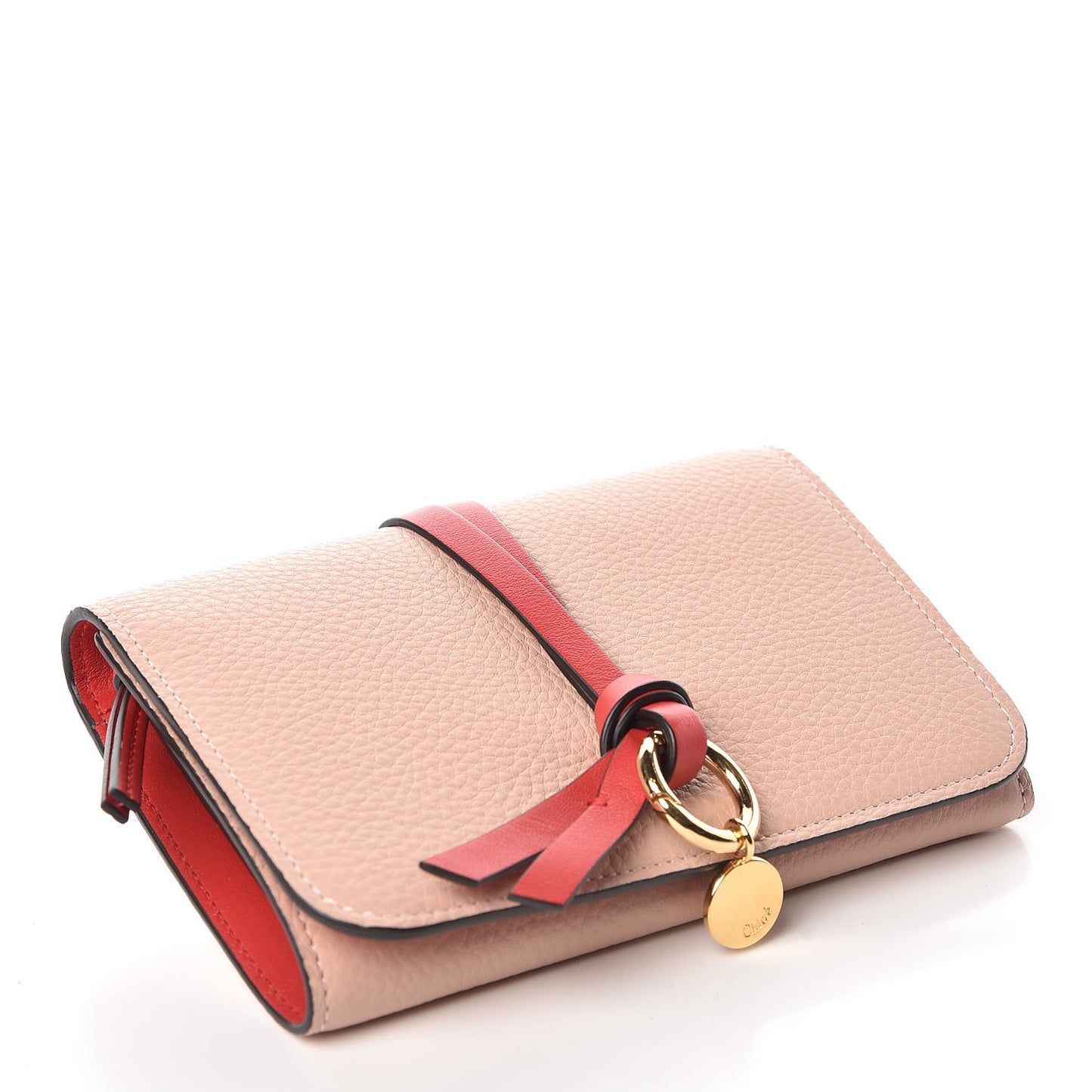 Calfskin Alphabet Compact Wallet Blush Nude