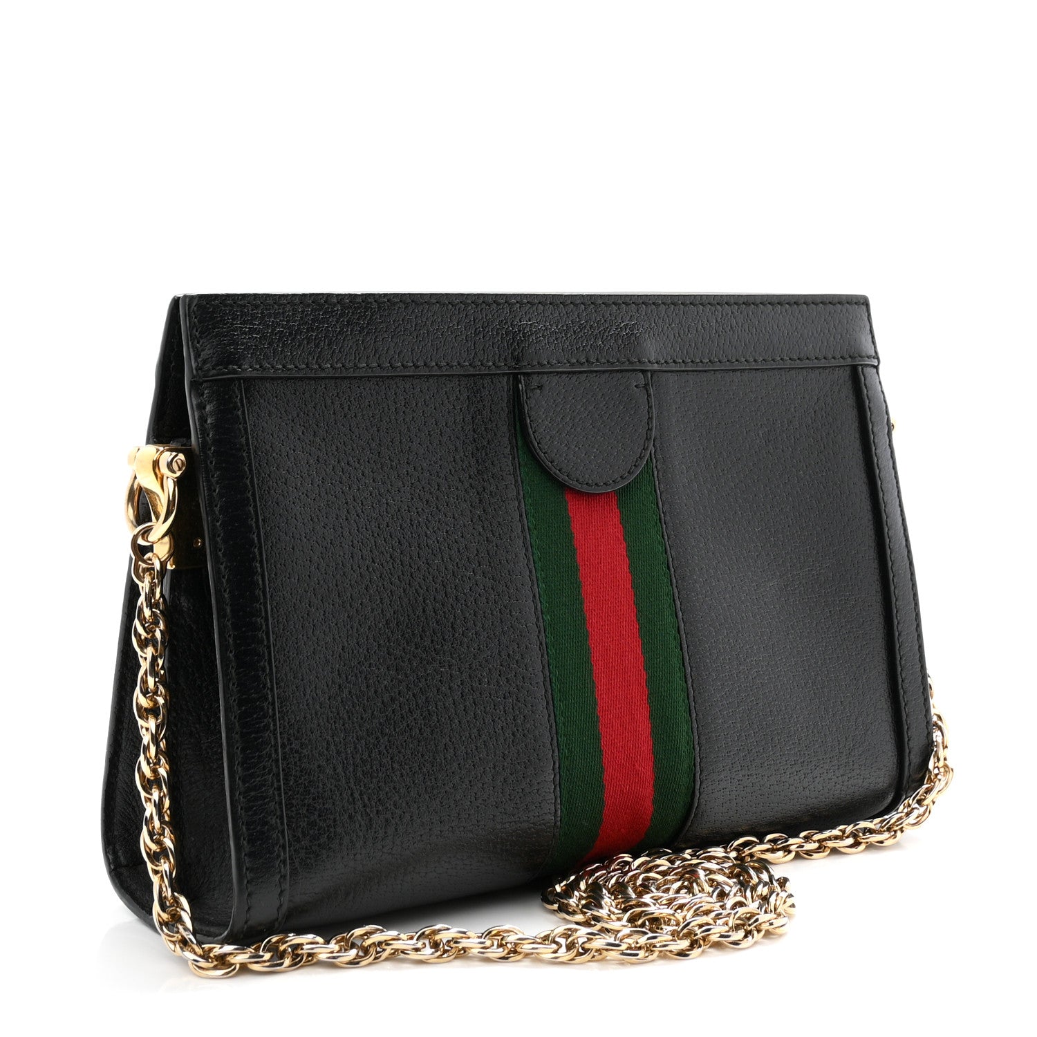 Gucci Calfskin GG Web Small Ophidia Chain Shoulder Bag Black 3 of 10