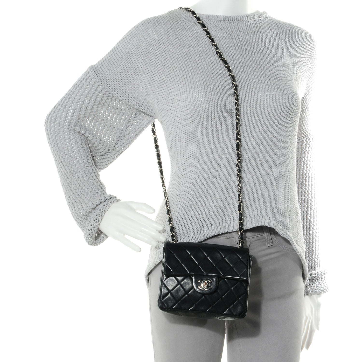 Chanel Lambskin Quilted Mini Square Flap Black 2 of 9