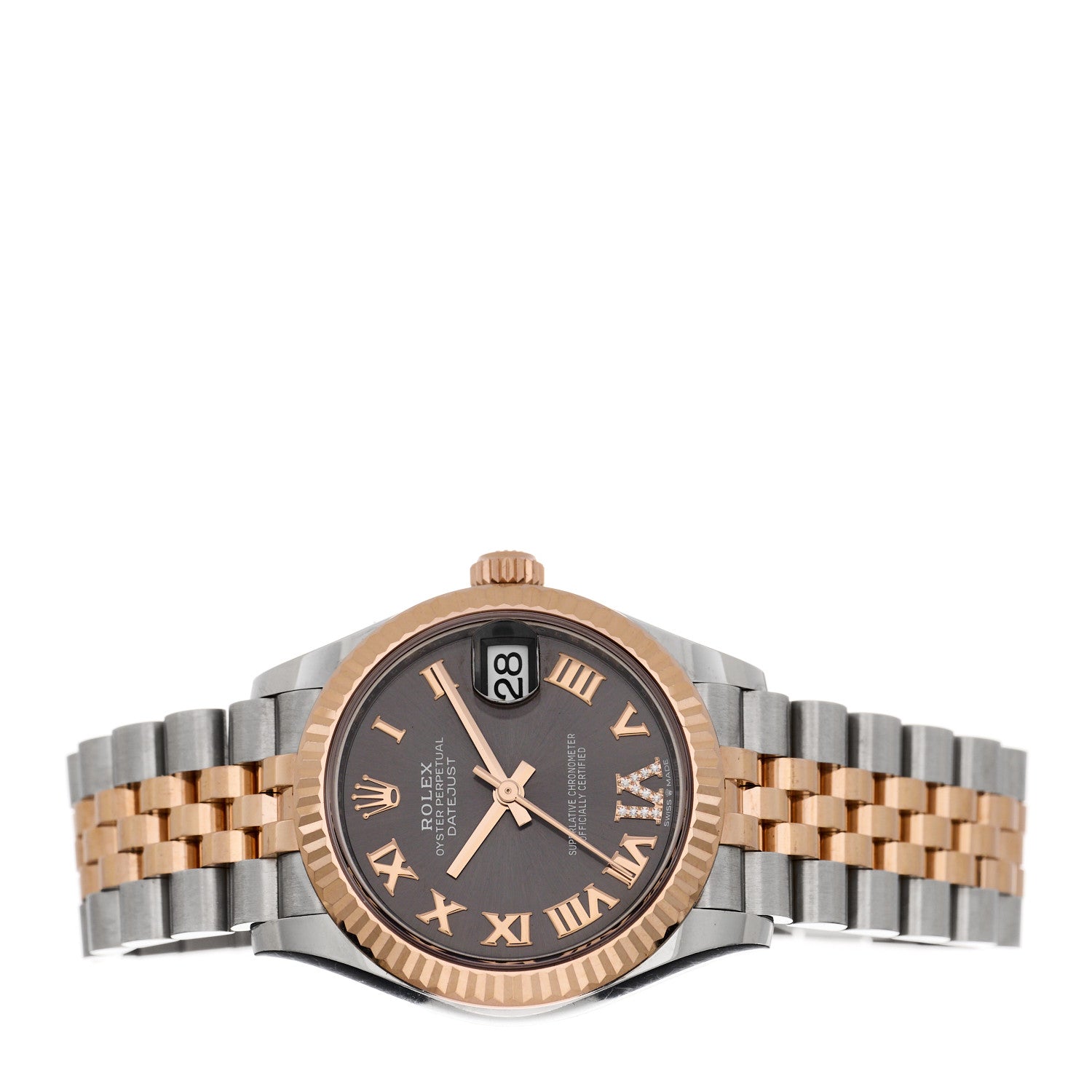 Rolex Stainless Steel 18K Everose Gold Diamond 31mm Oyster Perpetual Datejust Watch Dark Rhodium Roman 278271 2 of 5