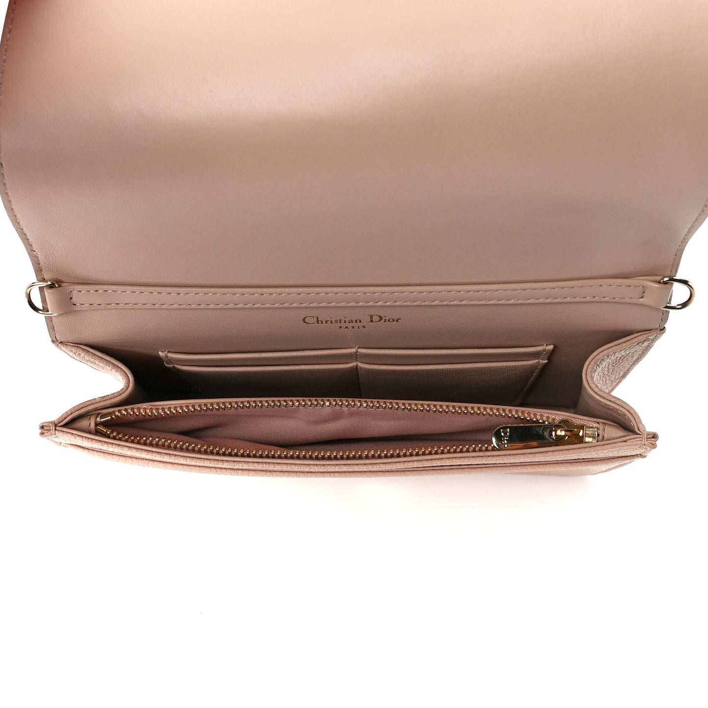 Grained Calfskin Diorama Wallet on Chain Pouch Nude