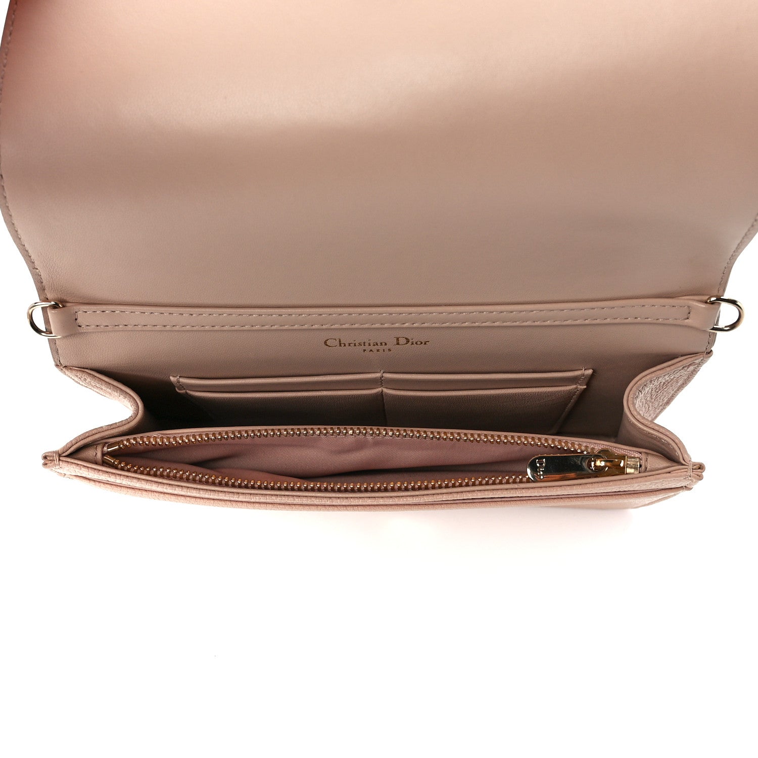 Christian Dior Grained Calfskin Diorama Wallet on Chain Pouch Nude 5 of 12
