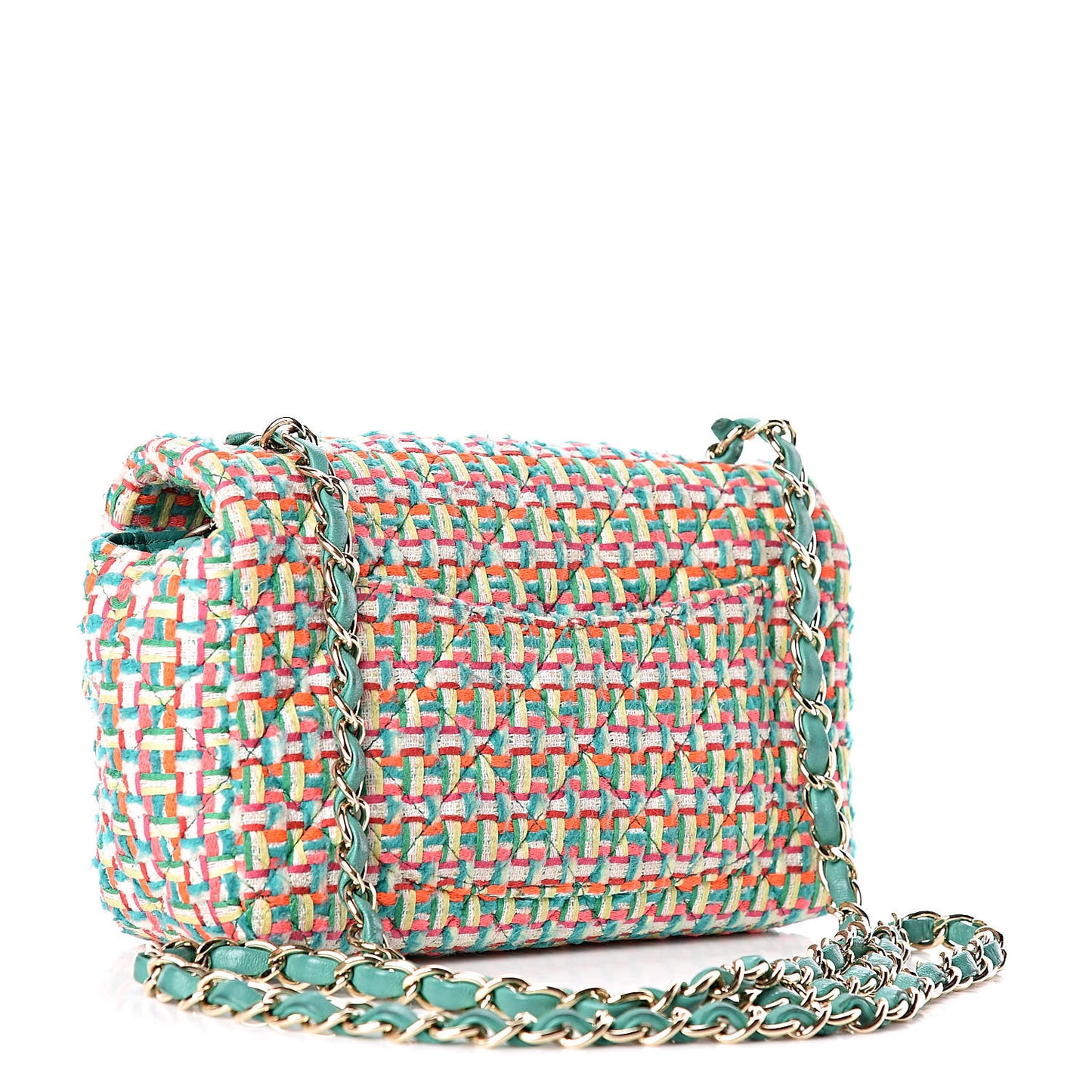 Tweed Quilted Mini Rectangular Flap Multicolor