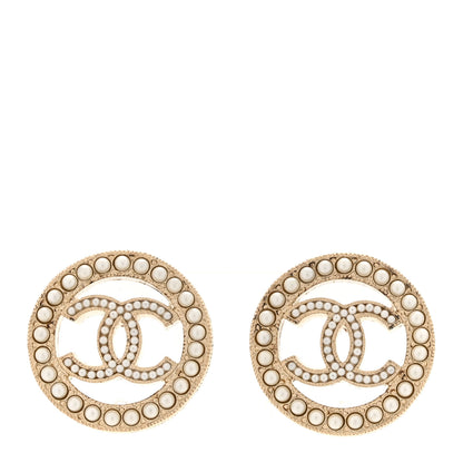 Chanel Pearl CC Round Earrings Gold 1 of 6