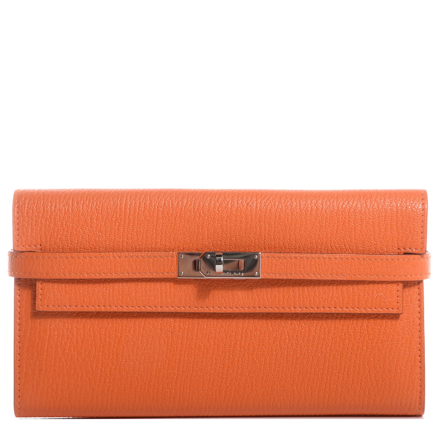 Hermes Chevre Mysore Kelly Longue Wallet Orange 1 of 9